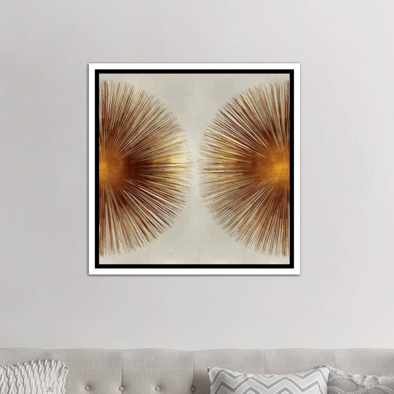 «Bronze Sunburst II» par Abby Young - impression d'art graphique, Toile blanche encadrée, H 18 po x l 18 po x 1,5 po