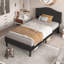 Structure de lit simple tapissier en tissu gris foncé avec tête de lit réglable en hauteur, rangement silencieux, aucun sommier tapissier requis-282332913-282332919