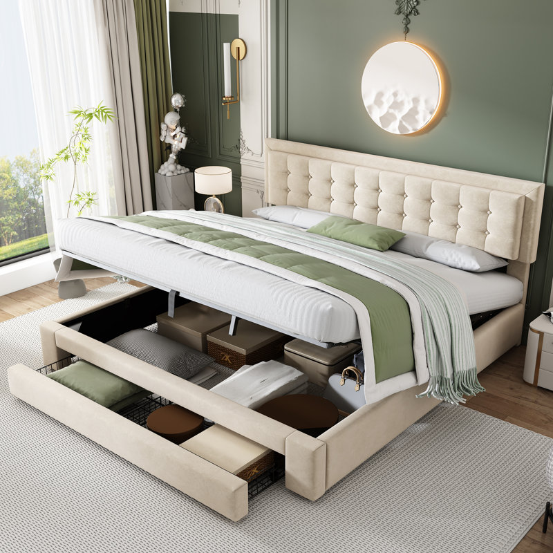 Upholstered Bed, Cream, Kingsize (5')