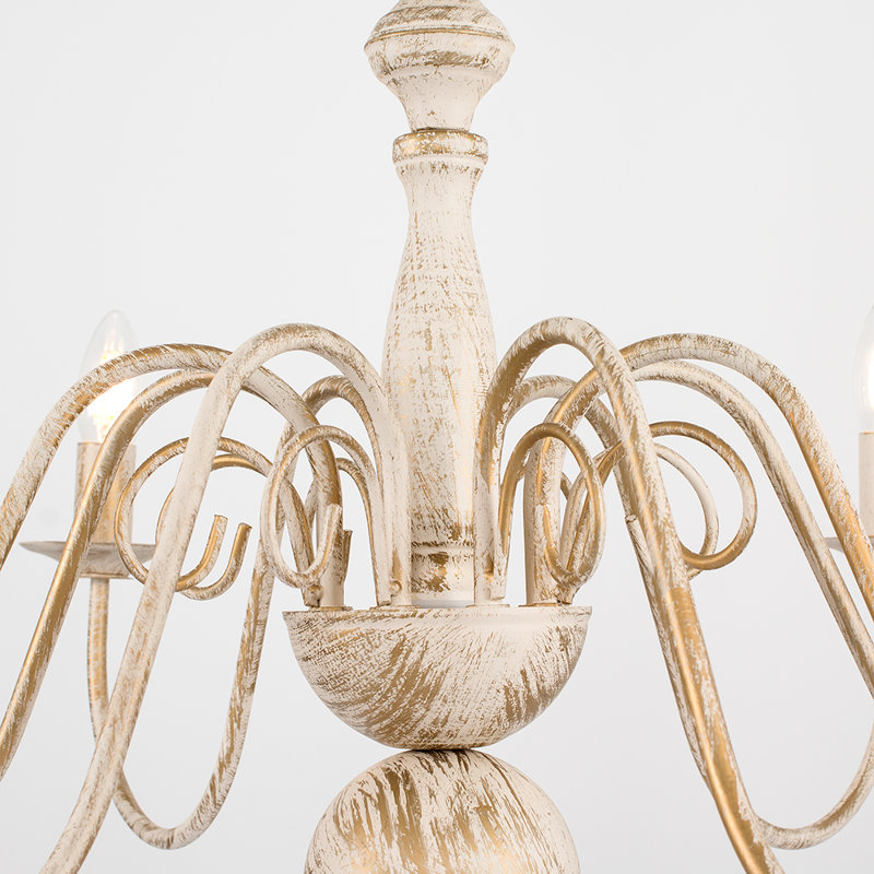 Margarita 8 - Light Candle Style Chandelier, Distressed White, No Bulb