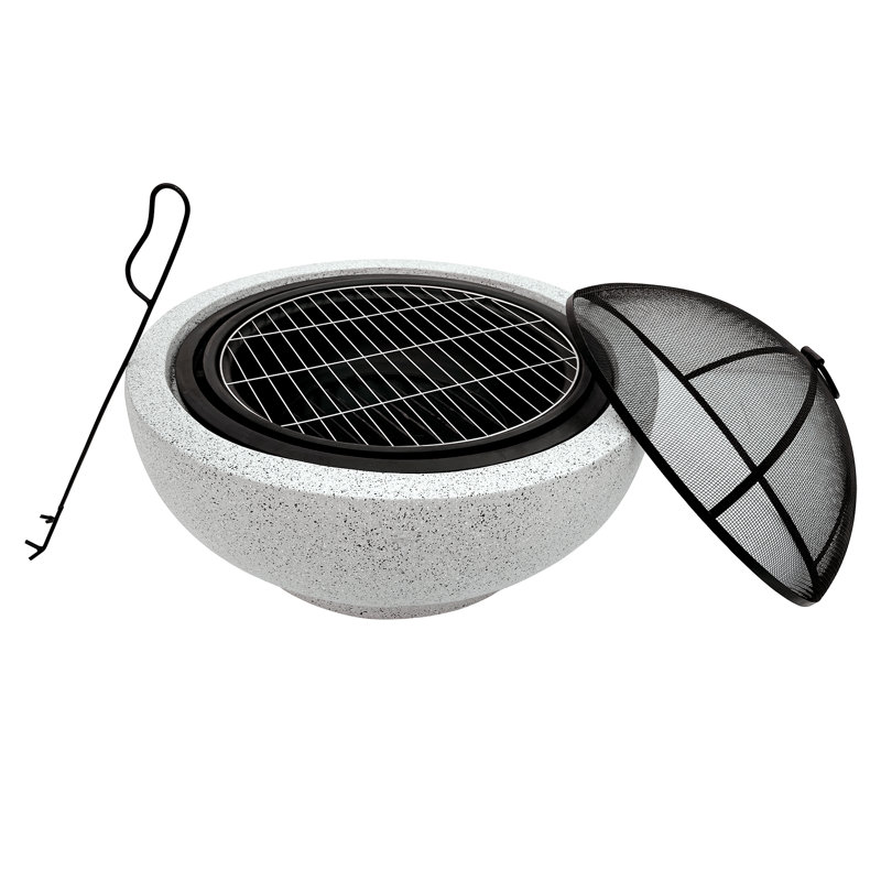 Meserve 23.62" Outdoor Wood Burning Fire Pit with Faux Concrete Base