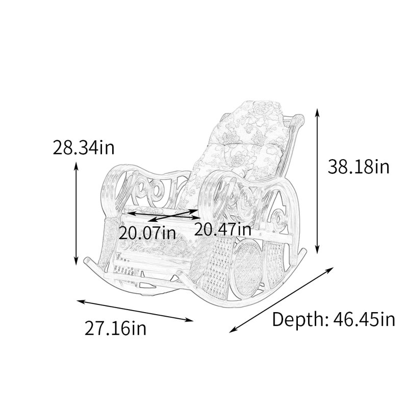 Chaise berçante en rotin décontractée Balcon, Brun
