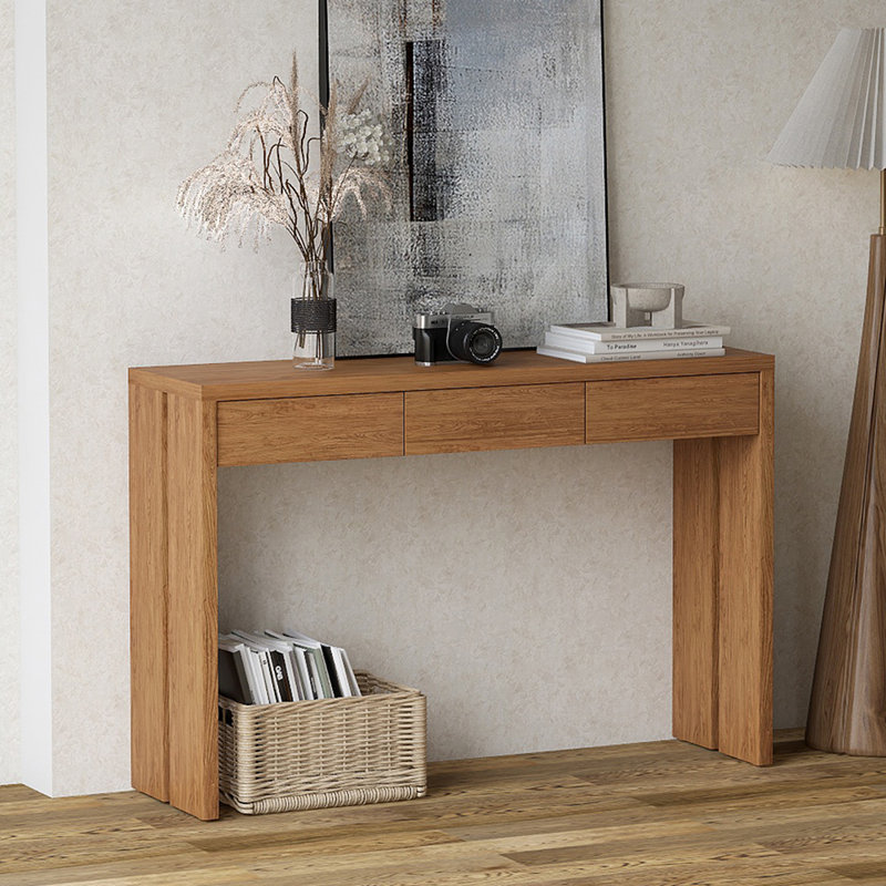 Modern simple rectangular console table, Brown
