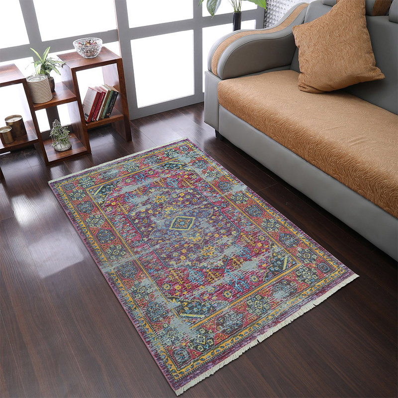 Beier Machine Made Polyester Area Rugs - Rectangle, Multicolor, Oriental Design, Low Pile Machine Made Area Rugs for Living Room, Bed Room