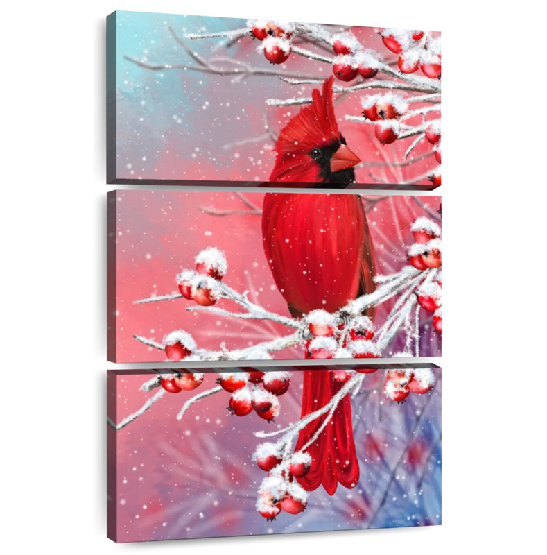 Brampt Winter Red Cardinal, 74" H x 48" W