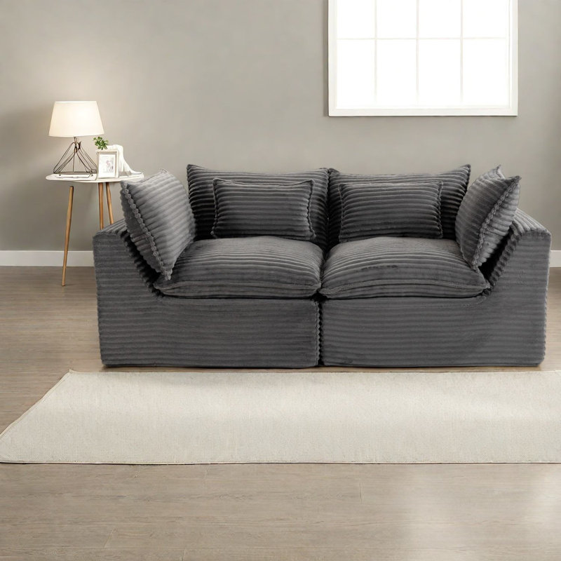 Ensemble de canapé modulaire surdimensionné en velours côtelé 74,8 pouces Cloud