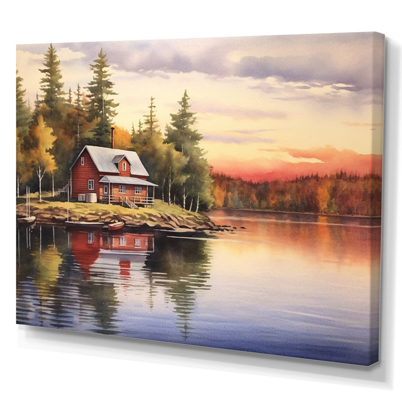 Cottage caché sur toile, Toile tendue, H 24 po x l 32 po x P 1 po