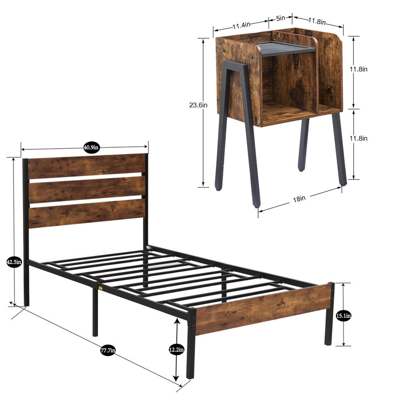 Alicia Steel Piece Bedroom Set, Twin