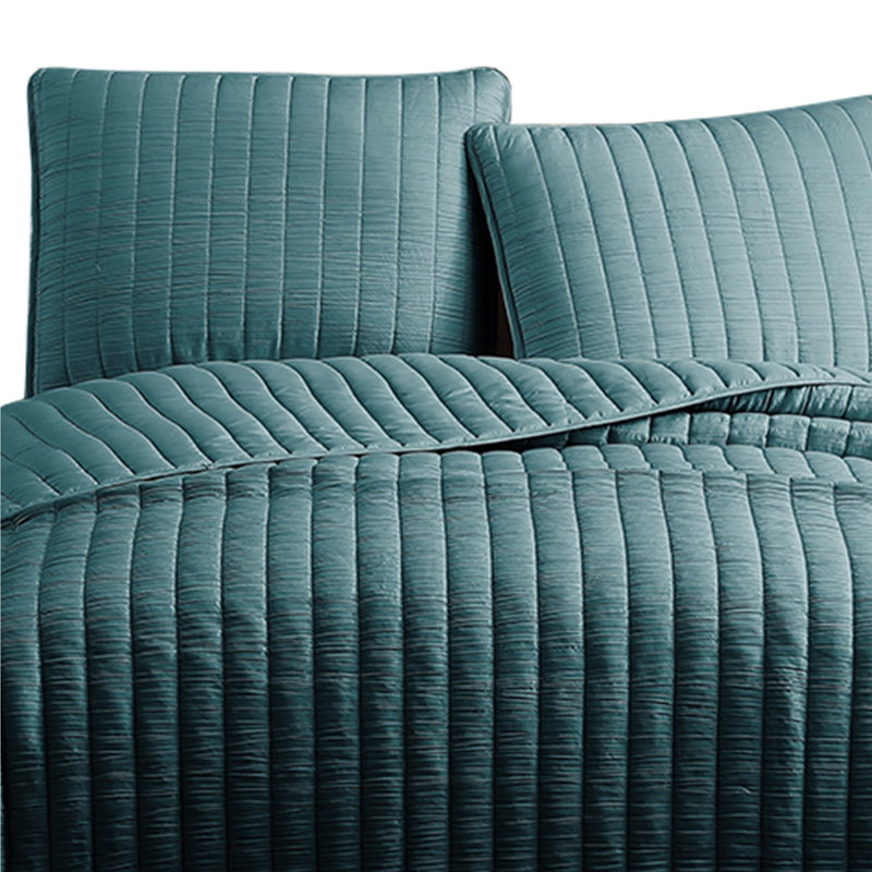  Microfiber 3 Piece Coverlet Set, Queen Comforter + 2 Additional Pieces, Blue