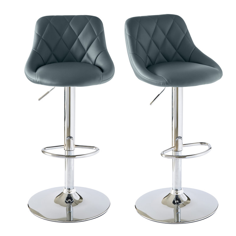Nials Swivel Upholstered Counter Stool with Metal Frame, Grey