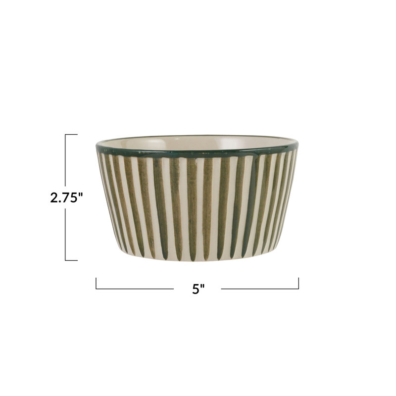 Handcrafted Stoneware Stripe Bowl
