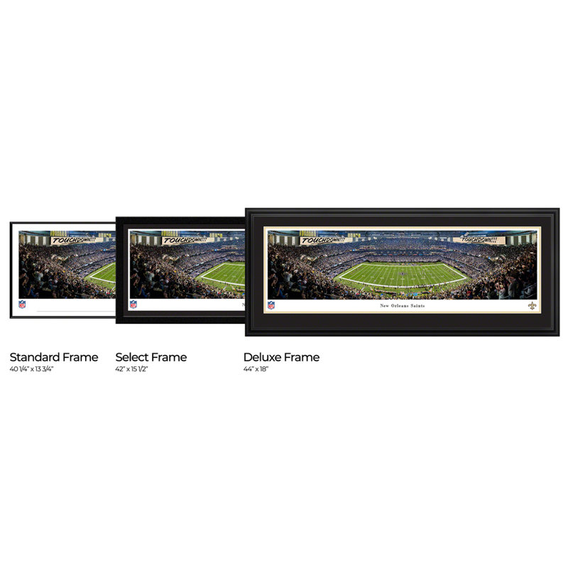 Impression panoramique de football de New Orleans Saints, H 18 po x l 44 po x P 1,38 po, Cadre noir