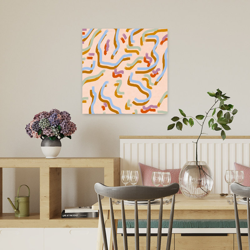Art contemporain, art contemporain abstrait, H 18 po x l 18 po, Beige