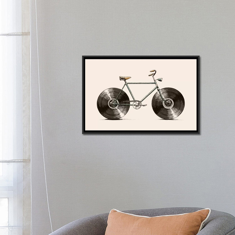 « velophone », impression sur toile, H 18 po x l 26 po x P 1,5 po, Toile avec cadre noir, Pas de tapis