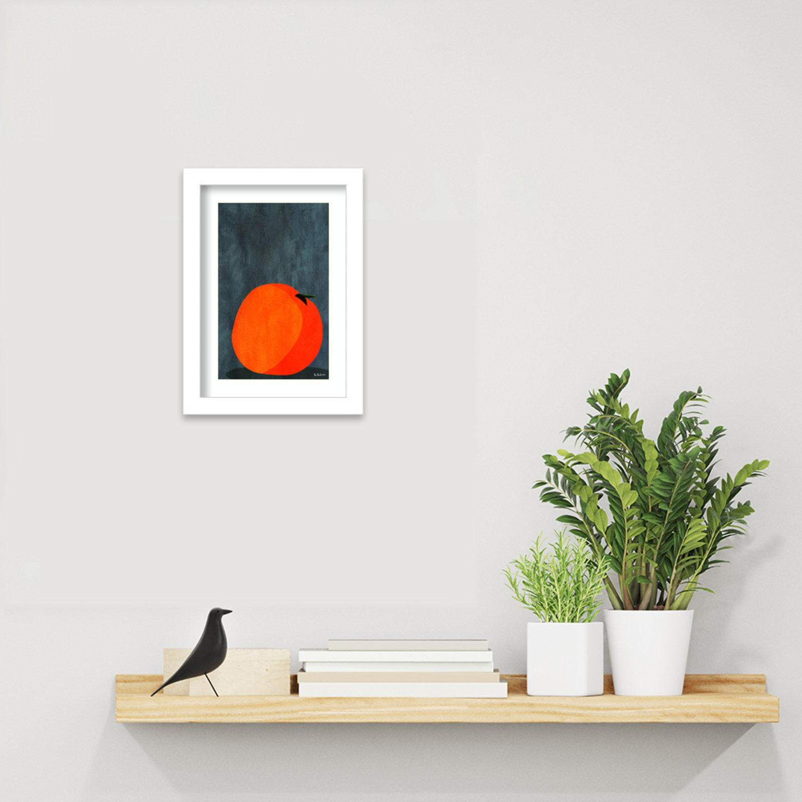 Calmly Sleeping Apple Print, 11" H x 8" W, White