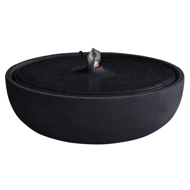 Fontaine ondulée en béton, H 5,5 po x l 14,25 po x P 14,25 po, Nero Nuovo
