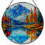 Panneau de vitrail 12 "H Mountain Lake-2026145177