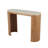 Cole And Grey Wood Curved Support Console Table With Beige Oval Marble Tabletop