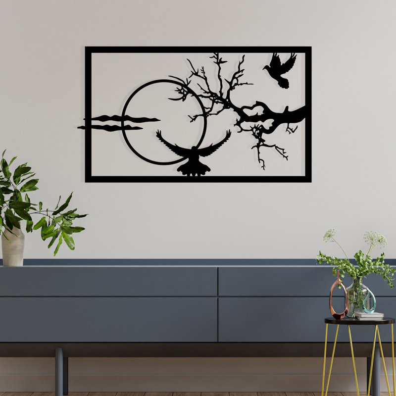 Élégant accessoire mural décoratif en métal, finition noire, 25,8 po x 15 po | Fabrication 100% métal, épaisseur: 0,05 pouce | Parfait pour la décoration intérieure, le salon et les espaces de bureau, design durable et élégant