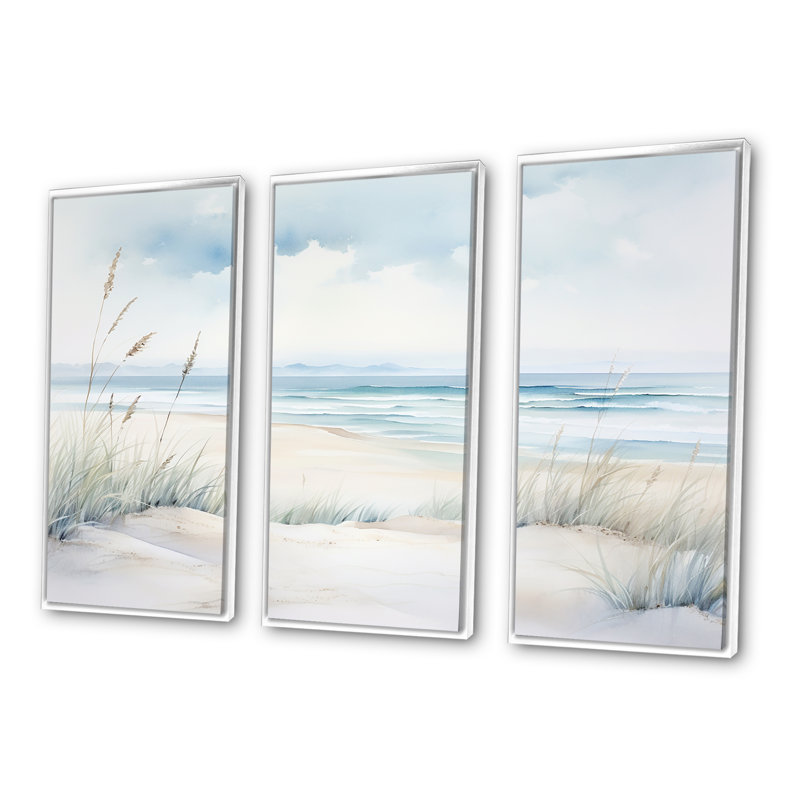 Ensemble de salon Soft Color Beach Horizon III - Coastal Minimalisme, H 28 po x l 36 po x P 1 po, Cadre flottant blanc
