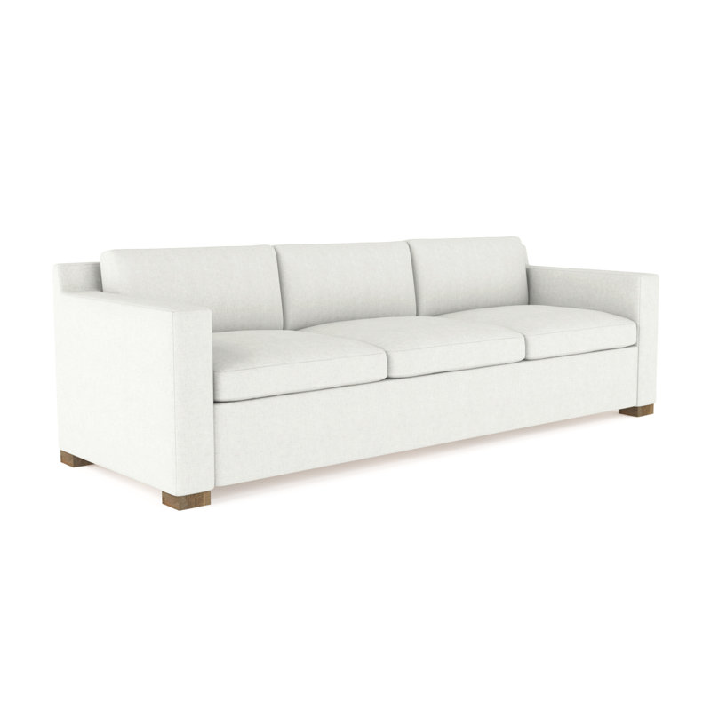 Mercer Track-Arm Sofa, Weathered, Plush Velvet Blanc, 33.5" H x 108" W x 39" D