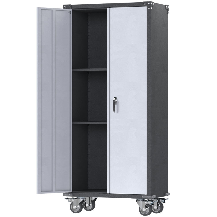 71 H x 31 W x 3.94 D Metal Cleaning Tool Broom Cabinet with Wheels  Lockable