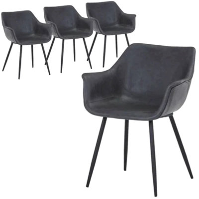 Haglund Leather Dining Chair with Powder-Coated Iron Legs Accent Side Chair Foam Padded Seat Versatile Kitchen Chair for Modern Home and Kitchen