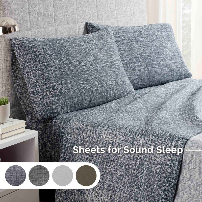 Crosshatch Microfiber, Blue Crosshatch, Twin Sheet Set with 1 Pillowcase