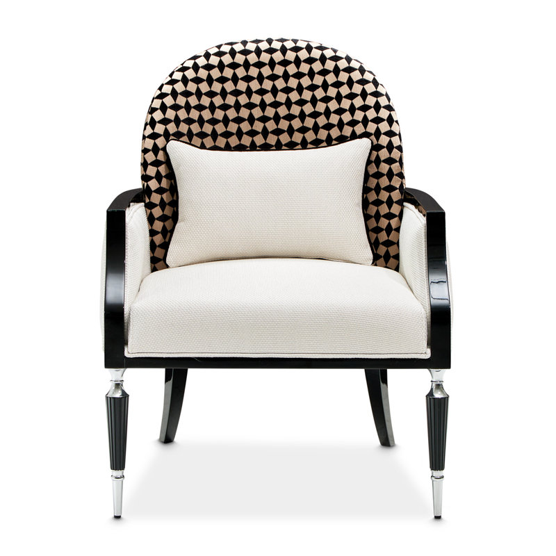 La Francaise 29'' Wide Armchair, Cream/Ivory/Black Polyester Blend