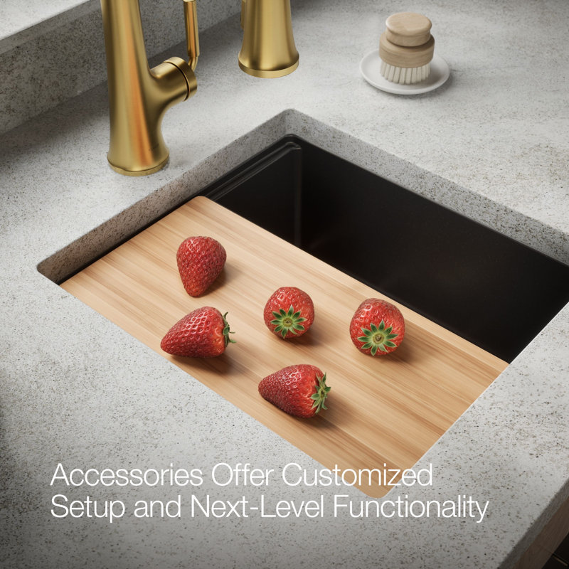 Billings Undermount Bar Sink With Accessories, Matte Black