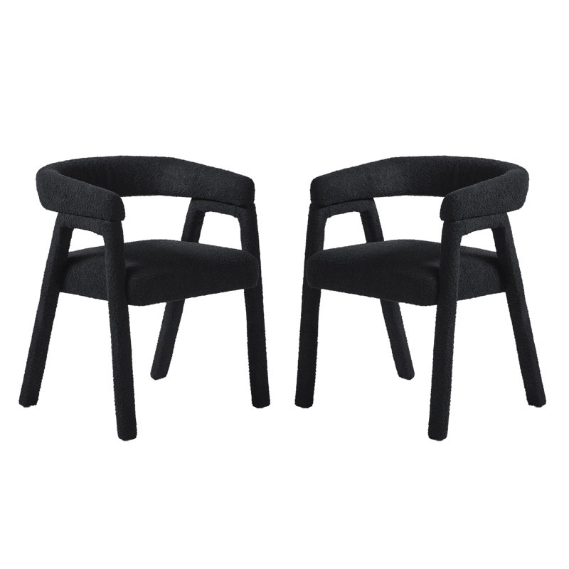 Chaise en bois massif à dossier arrondi Lorrenda, Noir
