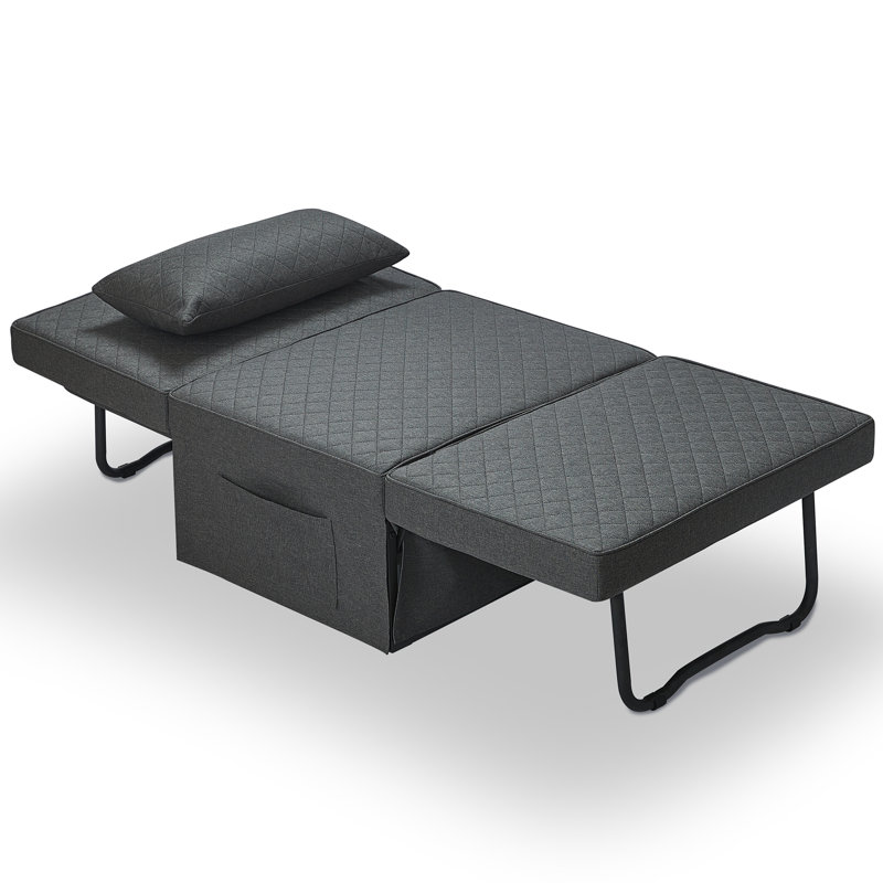 Evaliah Single 34'' Upholstered Convertible Sofa, Gray Polyester
