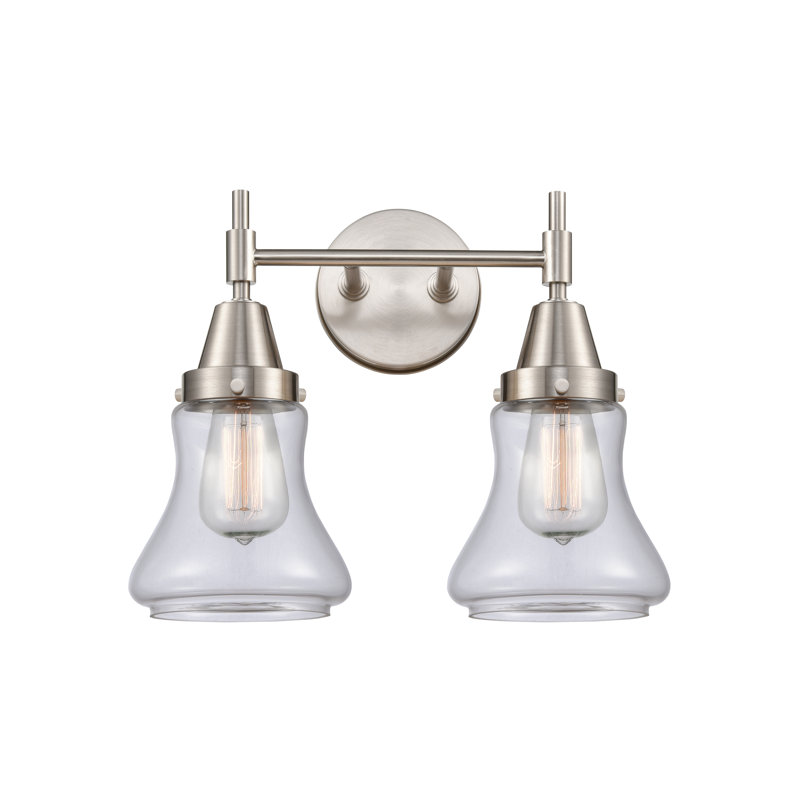 Éclairage pour meuble-lavabo à 2 lumières à intensité variable Gayle, Ampoule DEL rétro 4 watts, Nickel satiné, Transparent
