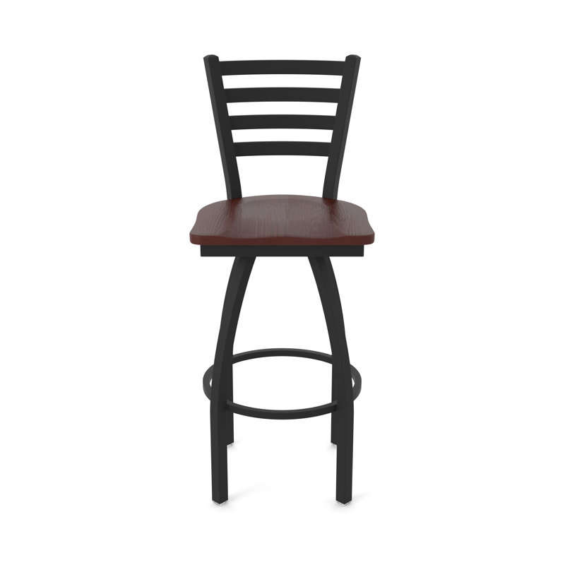 Tabouret pivotant Jackie, Bois - Chêne cerisier foncé, Noir froissé, Très grand (siège d'une hauteur de 36 po)