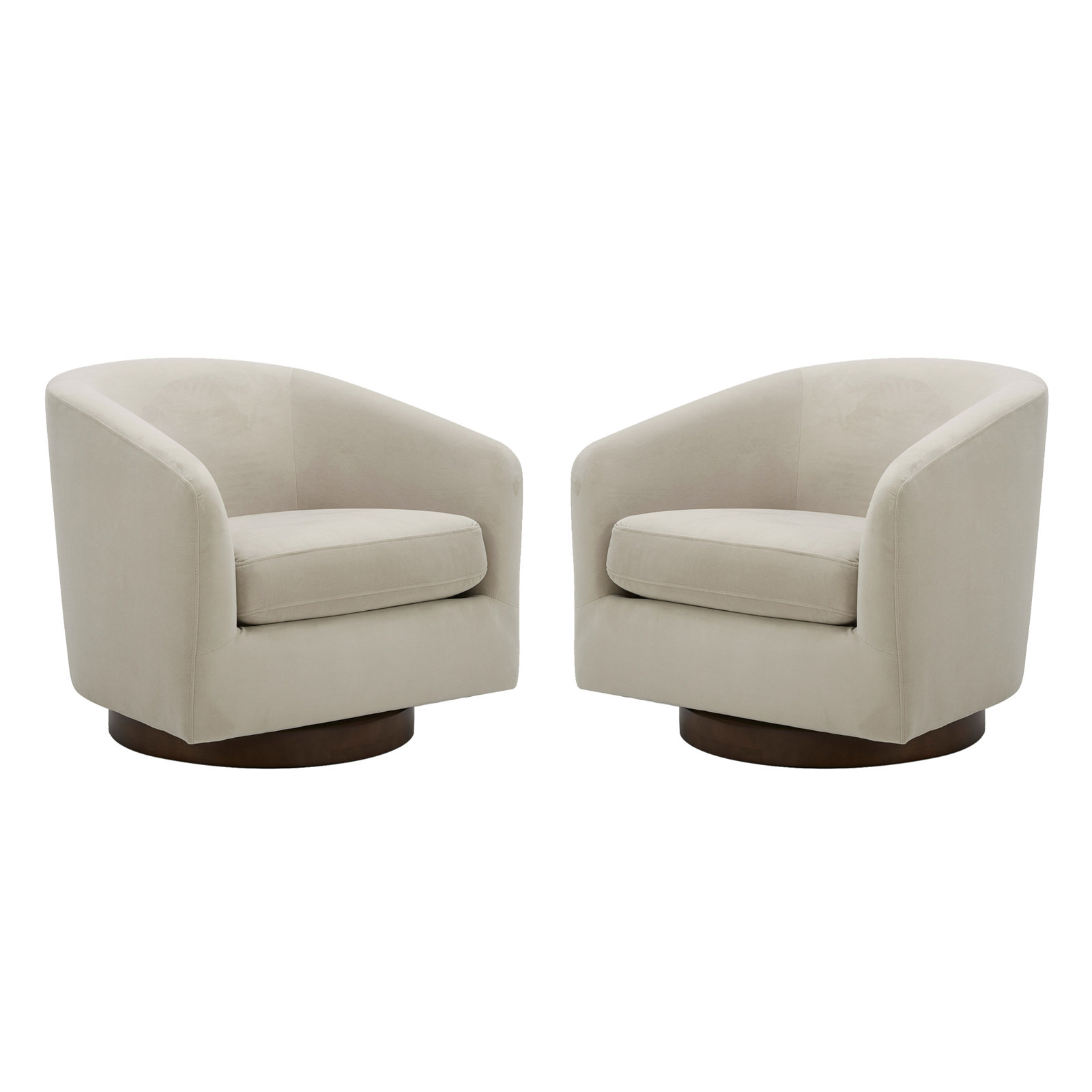 Bennett Swivel Barrel Chair, Bella White Velvet