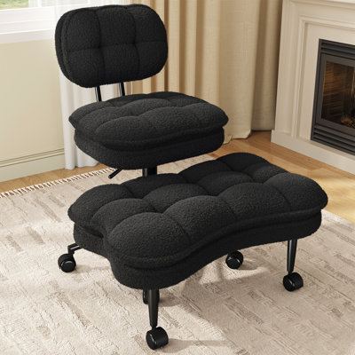 Swivel Cross Legged Office Chair With Adjustable Footrest And Meditation Design