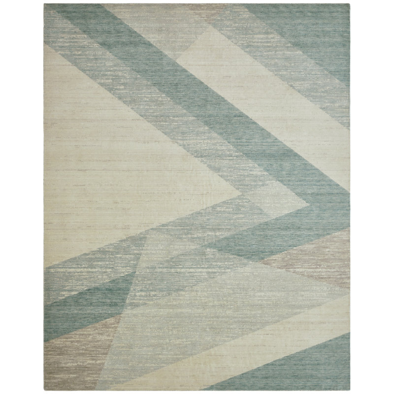 Rosemont Coastal Mist Wool Handcrafted Area Rug, Blue, Rectangle 7'6" x 9'6"