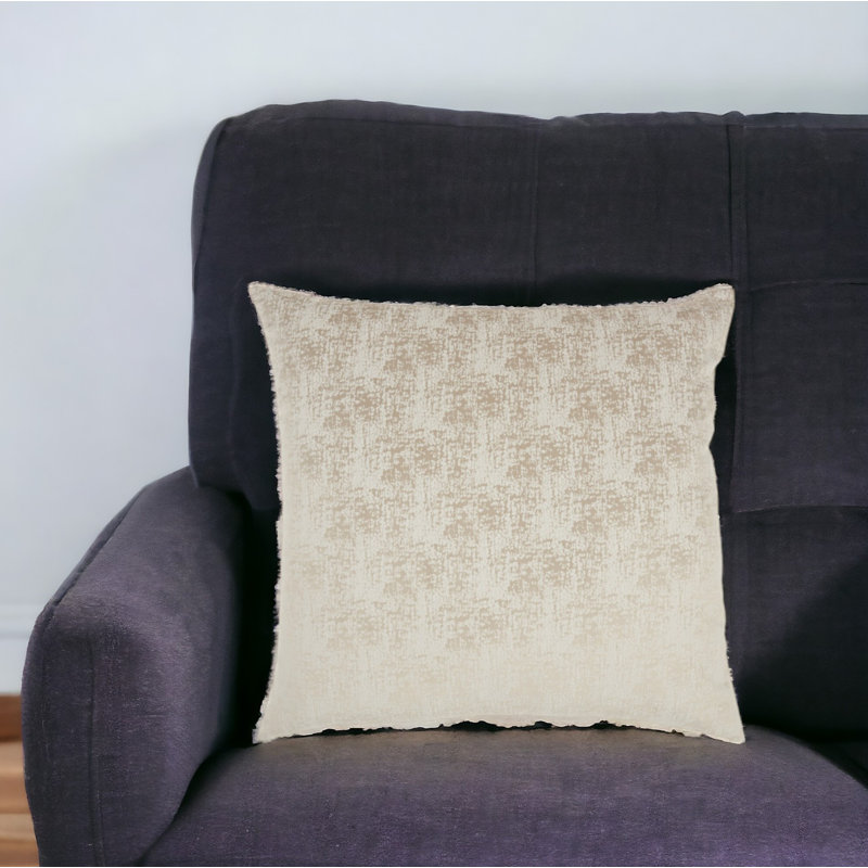 22" Abstract Throw Pillow, Beige