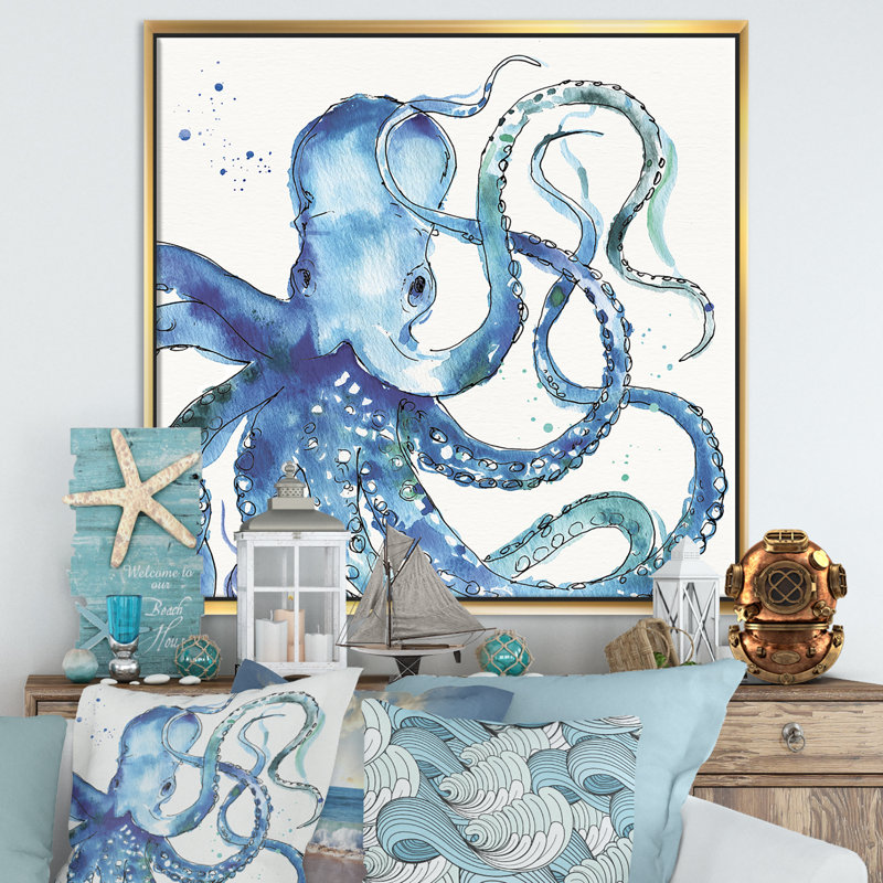 «Blue Deep Sea VIII» de Jaequan Designart - reproduction sur toile avec cadre flottant, H 30 po x l 30 po x P 1 po