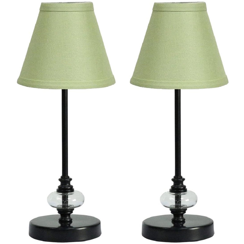 Ensemble de lampe de table 15 po Marcelina, Blanc mat, Vert olive