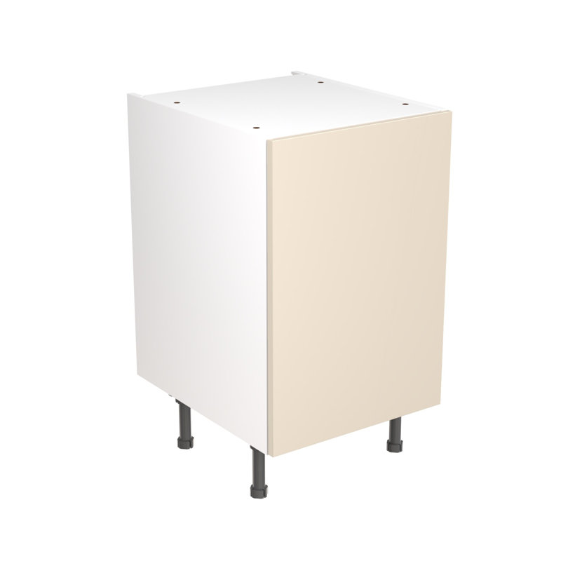 Kitchen Kit Flatpack Slab Gloss Base Unit, 87cm H x 50cm W x 57cm D, Cashmere