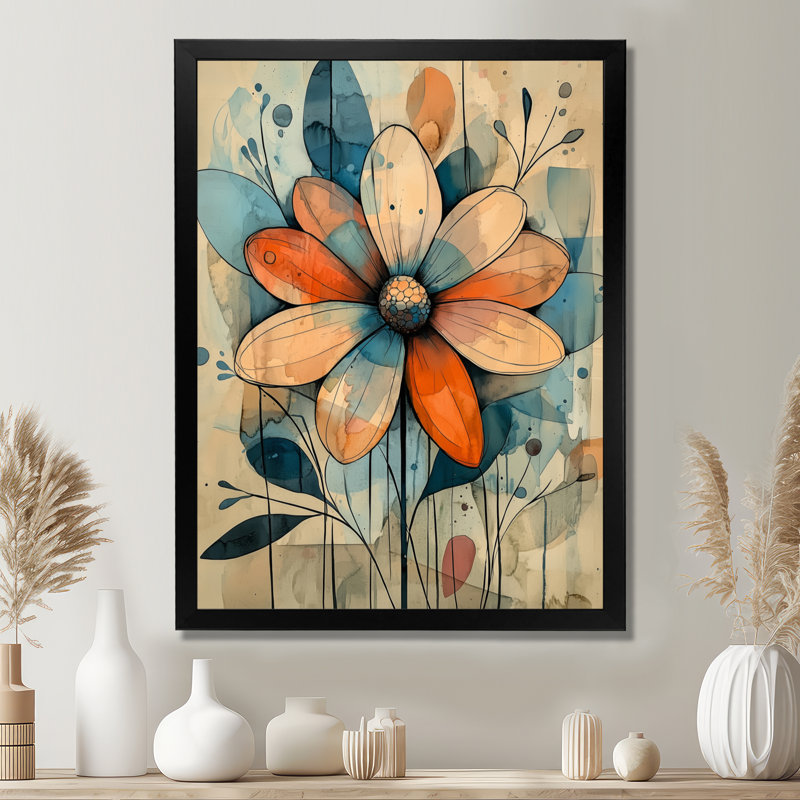 Hubert - Floral Wall Decor, Noir, noir, noir, noir, 20" H x 12" W, Reproduction encadrée sans passe-partout