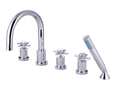 South Beach Triple Handle Deck Mounted Roman Tub Faucet