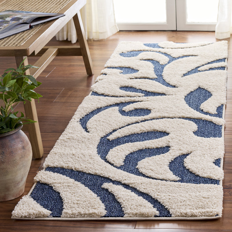 Tapis à motif floral à longs poils caduques morterich Florida, Tapis de couloir 2 pi 3 po x 7 pi