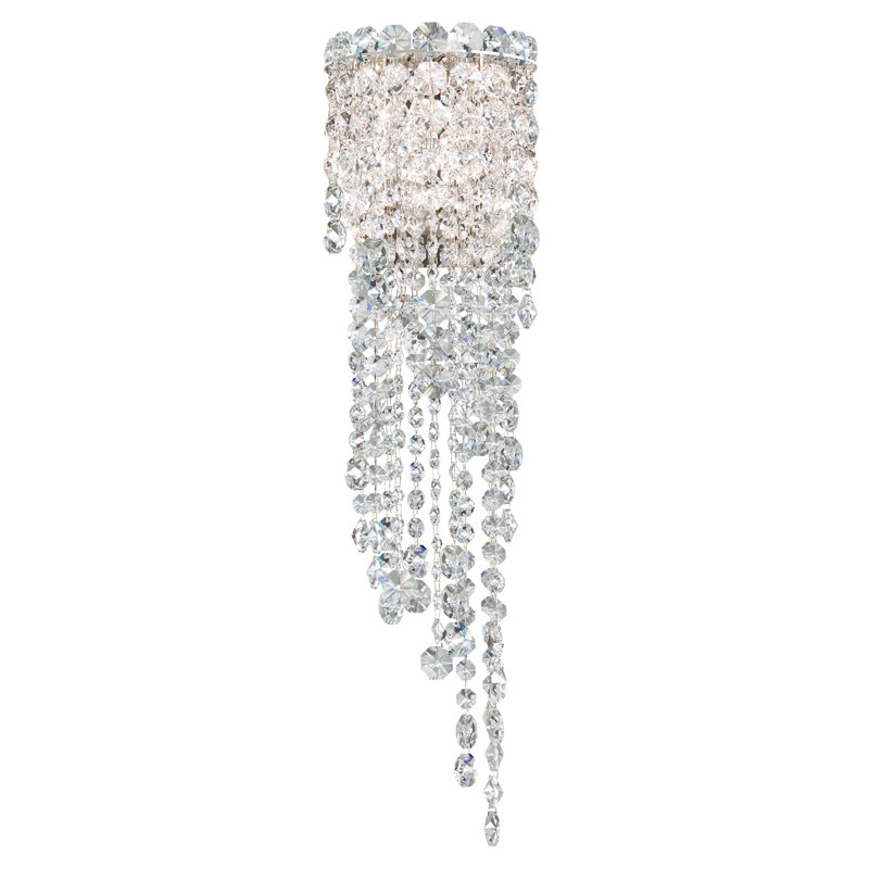 Chantant 2 Light 6.5in x 23in Wall Sconce in Polished Stainless Steel with Clear Radiance Crystals