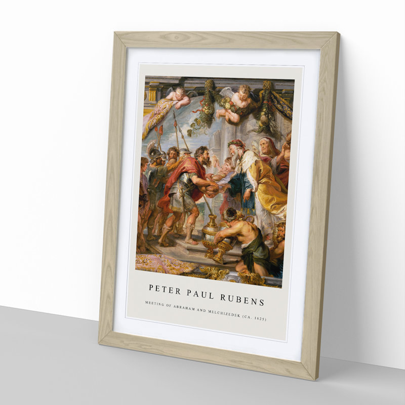 Meeting of Abraham and Melchizedek by Peter Paul Rubens - Picture Frame Painting, 36cm H x 27cm W x 2cm D, Oak