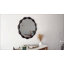Miroir de coiffeuse mural Marka rond vintage 32,5 po, cadre en bois massif, design organique ondulé-836638694-822820095