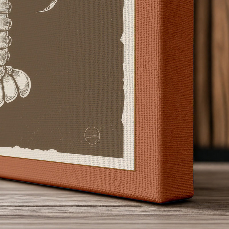 Lobster Study Botanical - Wrapped Canvas, 18x12 - 45.7 x 30.5 cm, Terracotta Border