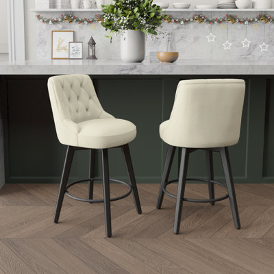 Tabouret de bar et de comptoir pivotant avec cadre en bois massif Malakeh