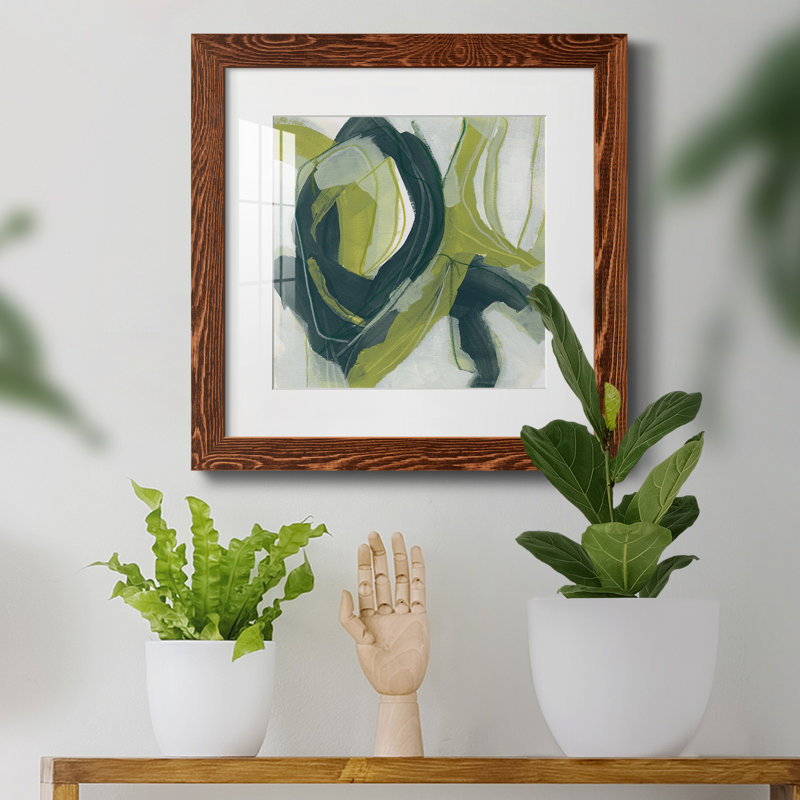 Verdigris Motion IV - reproduction encadrée de qualité supérieure - prête à être accrochée, Papier encadré érable, Blanc